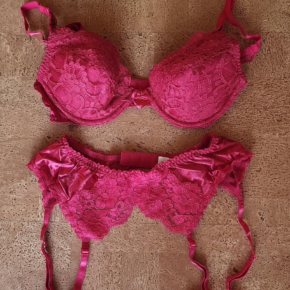 Sexy Lace Bra/Garter Set in Red